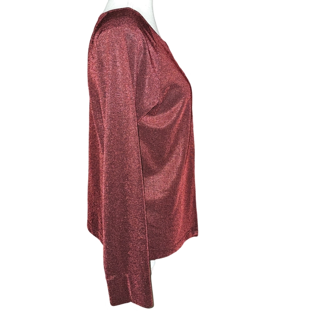 Harley-Davidson Womens Y2K Red Shimmer Button Front Slit Top Made USA Sz M - Picture 3 of 16